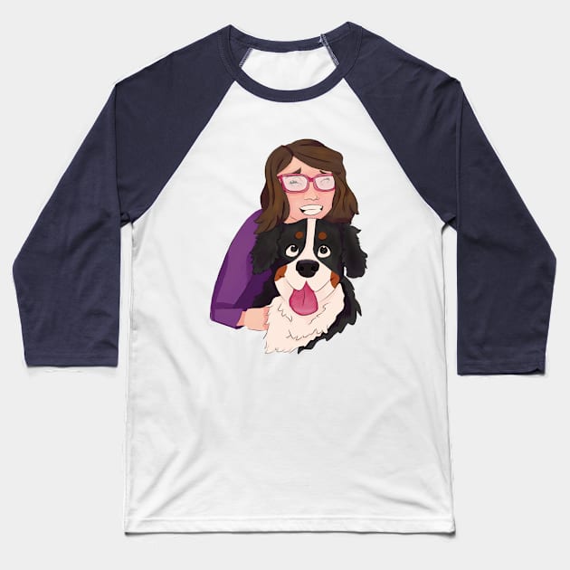 Bernese Mountain Dog with Brunette Girl Baseball T-Shirt by FlippinTurtles